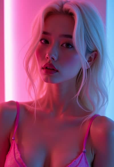 Cyberpunk Boudoir AI photography example 5 - High quality realistic generated photo