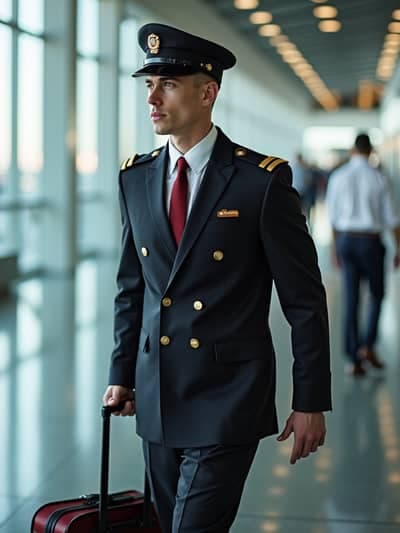 Flight Attendant AI photography example 2 - High quality realistic generated photo