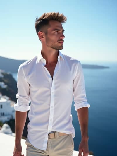 Santorini Summer AI photography example 2 - High quality realistic generated photo