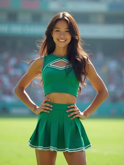 PhotoForge AI cheerleader photo sample 5 - Studio quality AI generated photography