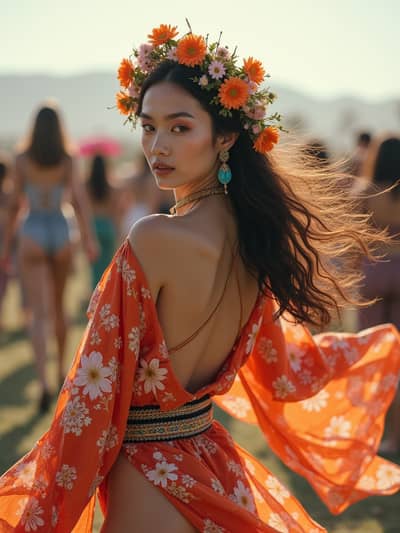 Coachella style photo 8 created with AI technology - PhotoForge professional photography