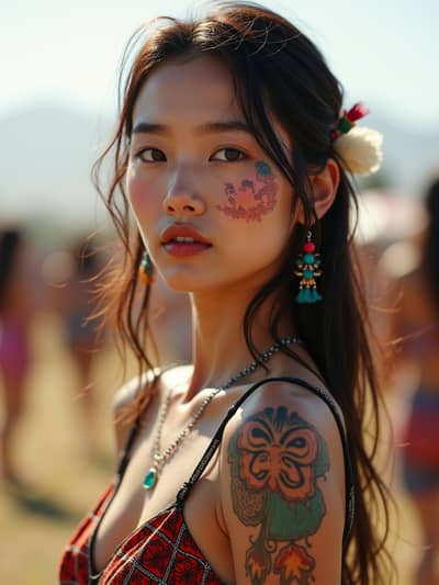 Coachella style photo 33 created with AI technology - PhotoForge professional photography