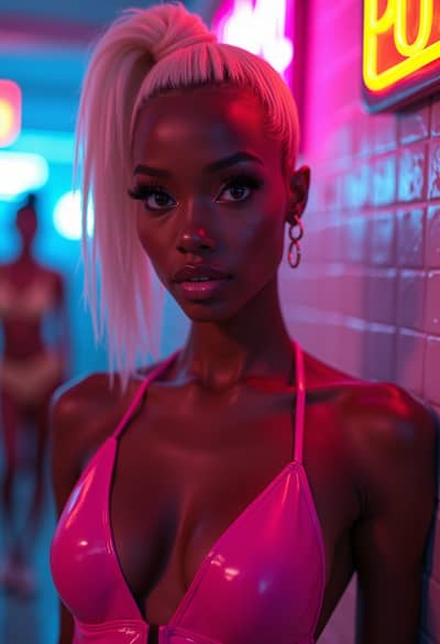 AI photography example 49 - cyberpunk boudoir photos generated by artificial intelligence