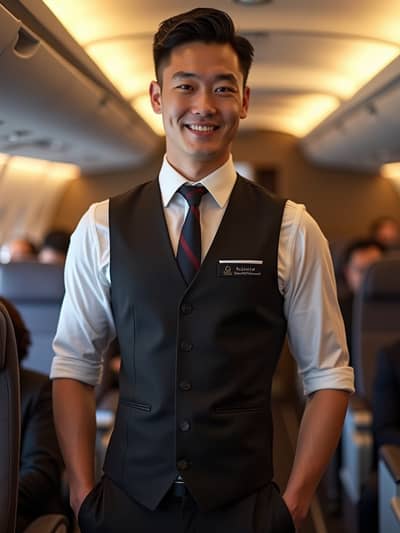 AI generated flight attendant photo example 1 - Professional flight attendant photography by PhotoForge