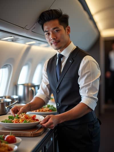 AI generated flight attendant photo example 11 - Professional flight attendant photography by PhotoForge