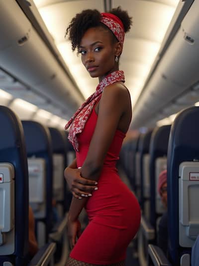 PhotoForge AI flight attendant photo sample 20 - Studio quality AI generated photography