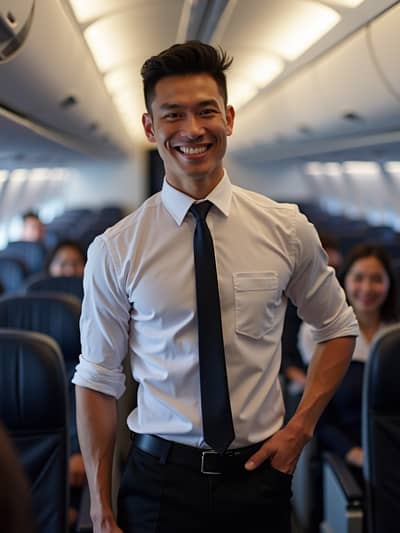AI photography example 49 - flight attendant photos generated by artificial intelligence