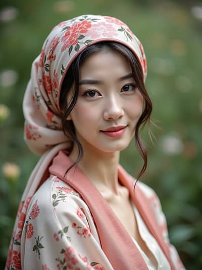 AI generated hair scarves photo example 11 - Professional hair scarves photography by PhotoForge