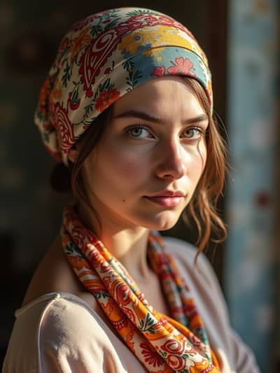 PhotoForge AI hair scarves photo sample 20 - Studio quality AI generated photography