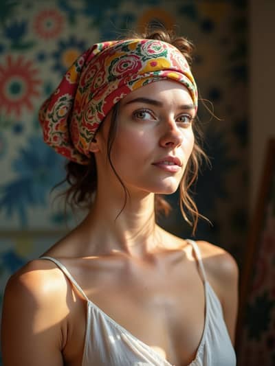 Hair Scarves style photo 33 created with AI technology - PhotoForge professional photography