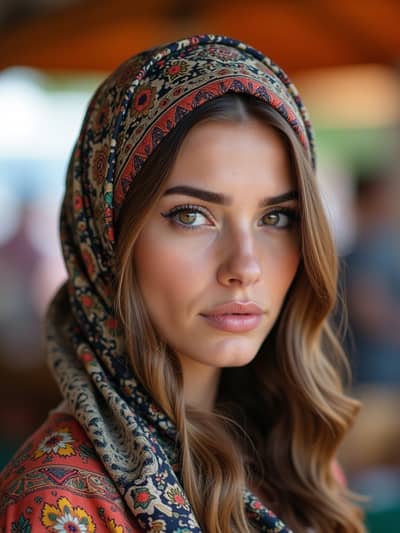 AI generated hair scarves photo example 36 - Professional hair scarves photography by PhotoForge