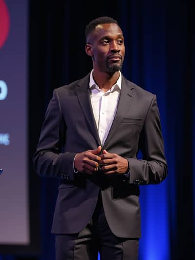 AI photography example 24 - keynote speaker photos generated by artificial intelligence