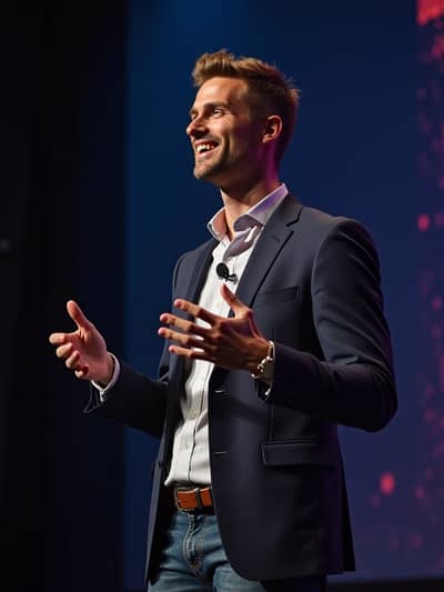 AI generated keynote speaker photo example 26 - Professional keynote speaker photography by PhotoForge