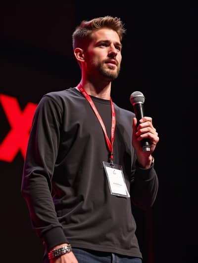 AI photography example 29 - keynote speaker photos generated by artificial intelligence