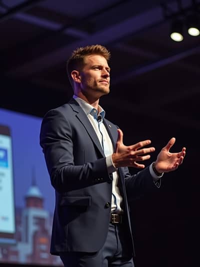 AI photography example 34 - keynote speaker photos generated by artificial intelligence