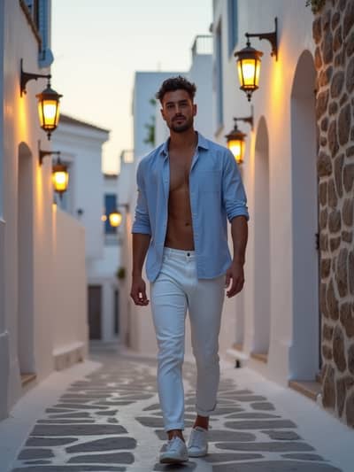 AI generated mykonos nights photo example 26 - Professional mykonos nights photography by PhotoForge