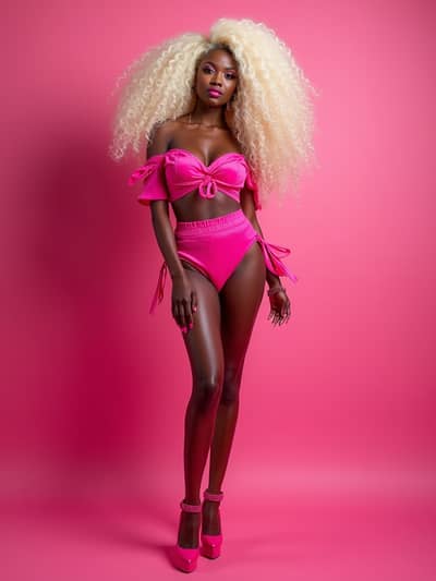 AI generated pink doll photo example 6 - Professional pink doll photography by PhotoForge