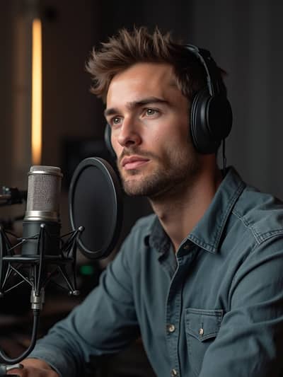 AI photography example 34 - podcast host photos generated by artificial intelligence