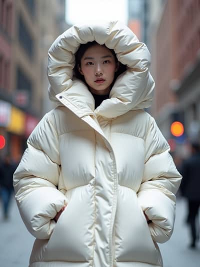AI photography example 4 - puffer jacket photos generated by artificial intelligence
