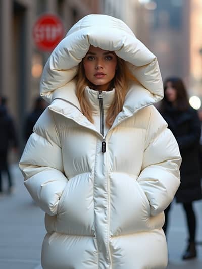 AI photography example 14 - puffer jacket photos generated by artificial intelligence