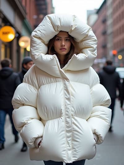 AI photography example 19 - puffer jacket photos generated by artificial intelligence