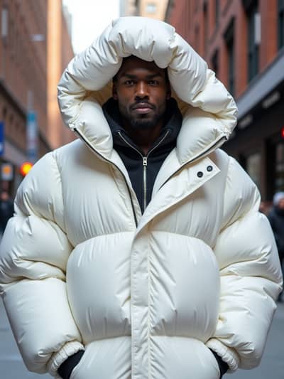 AI photography example 24 - puffer jacket photos generated by artificial intelligence
