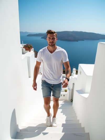 Santorini Summer style photo 38 created with AI technology - PhotoForge professional photography